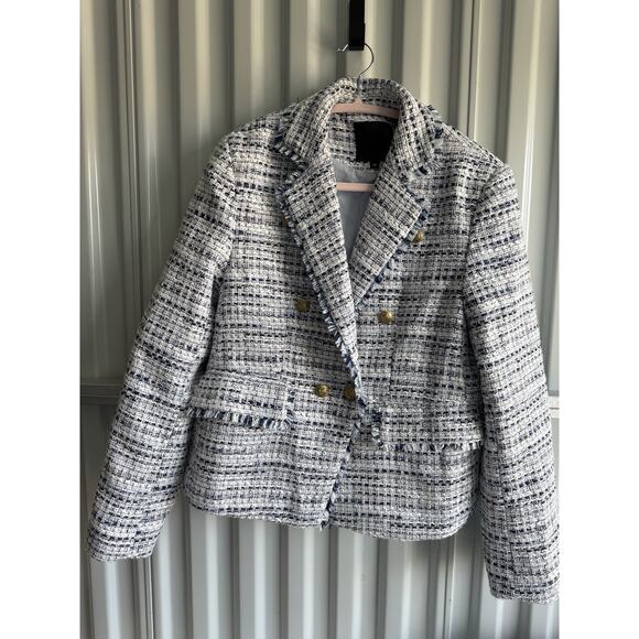 Mina Self Tweed Blazer Gold Buttons M - Picture 2 of 8